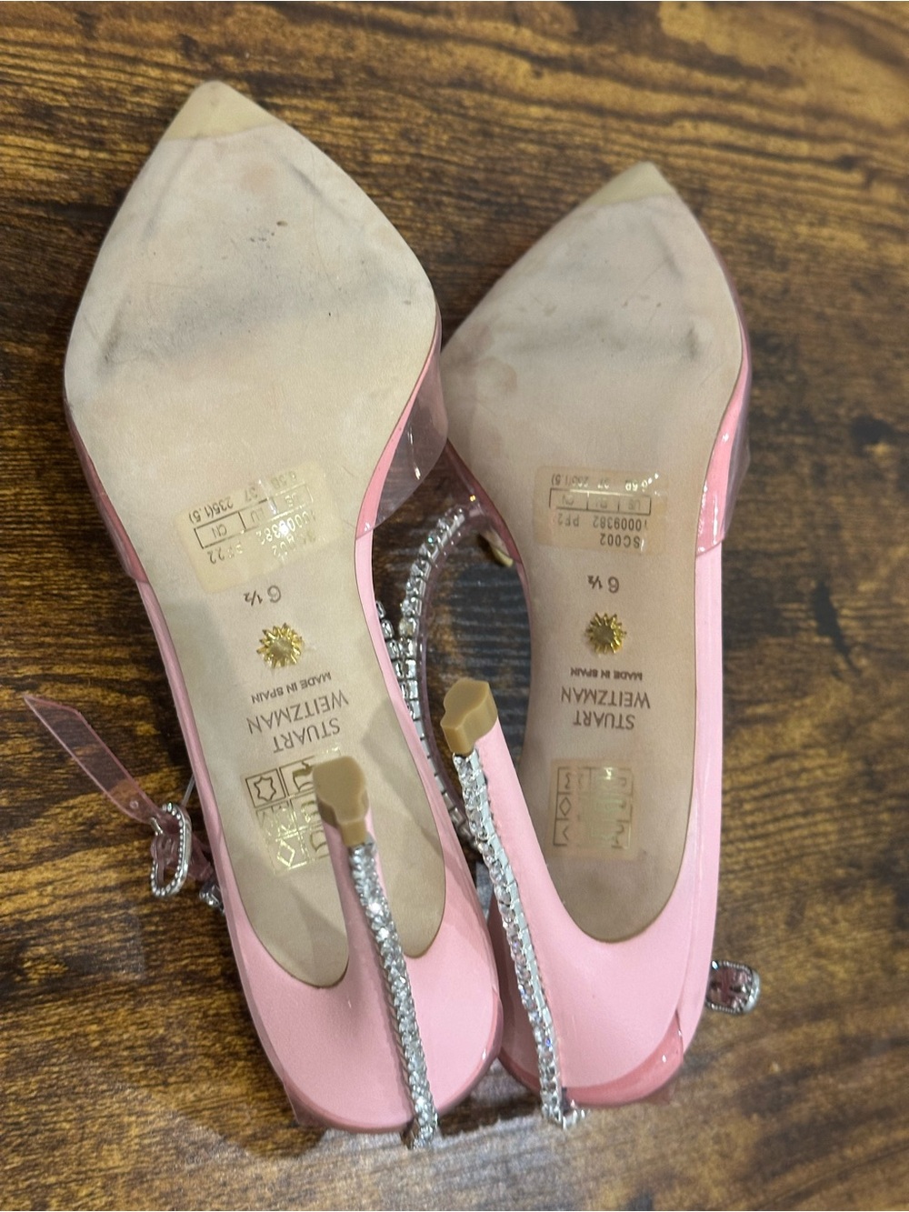 Stuart Weitzman Pink Crystal-Embellished Stiletto Sandals - Picture 7 of 8